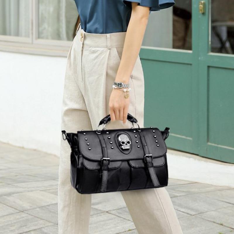 Women Handbag Large Capacity High Quality Female Skull Rivet Crossbody Bag Hiphop Punk Style Fashion Shoulder Travel Bags KTY