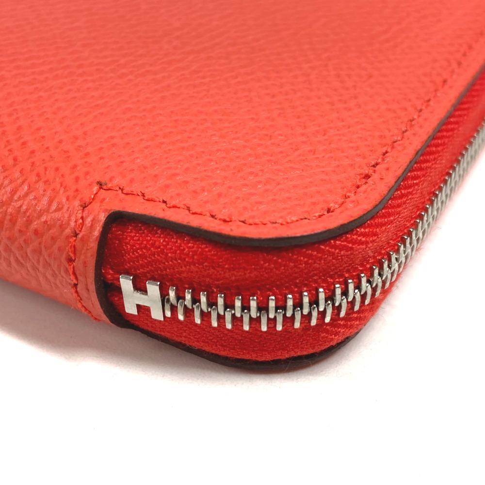 HERMES Azap Long Silk-In Wallet Zip Around Long Wallet Epsom Capusine Orange