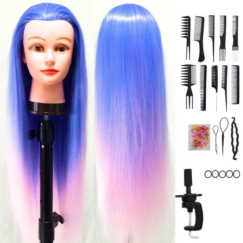 High Temperature Fiber Wig Mannequin Head for Hairdressing and Haircutting Training