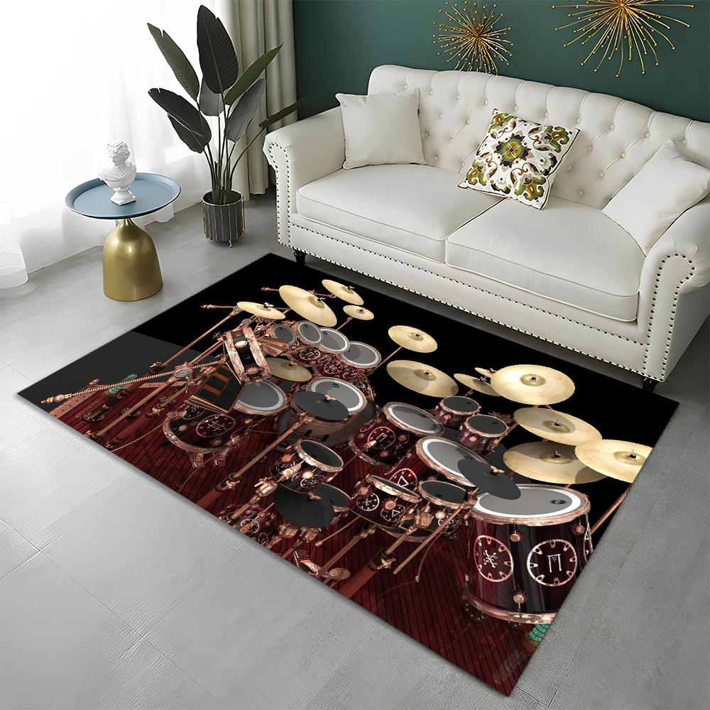 Music Instruments Drum Kit  Drum Set Carpet Rug for Home Living Room Bedroom Sofa Doormat Decor,kids Area Rug Non-slip Floor Mat