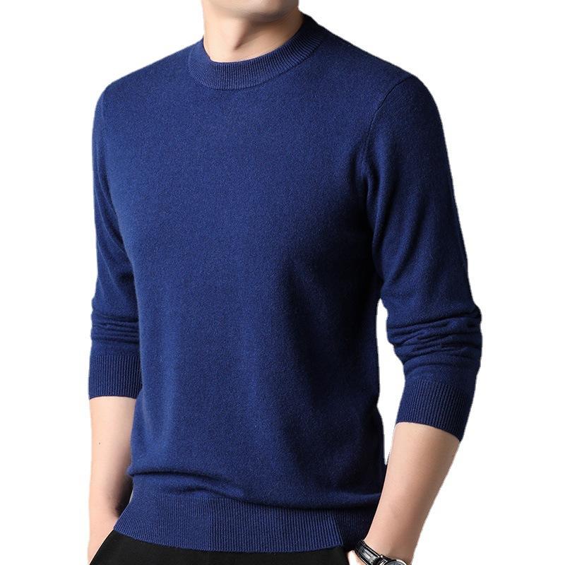 Autumn and Winter Solid Color Semi-turtleneck Middle-aged Men's Trend Warm Fashion Knitted Sweater
