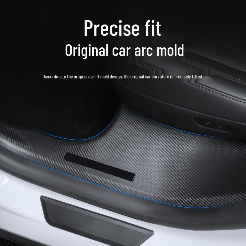 Compatible Tesla Model Y door sill strips with protective plates.