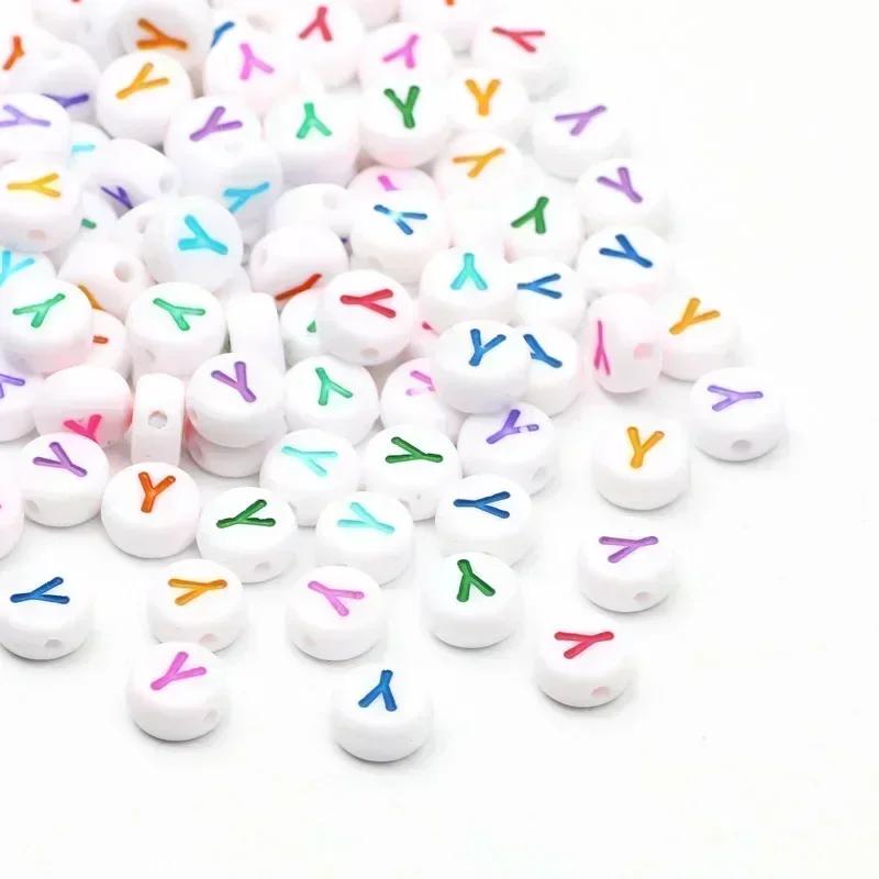 Acrylic A-Z 26 Letter Round Beads Colorful Alphabet Loose Spacer Beads For Jewelry Making Diy Bracelet Necklace Accessories