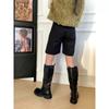 Washed horse leather~ leather tall boots long boots women's autumn and winter fat mm thick legs heightened thick-soled black knight boots