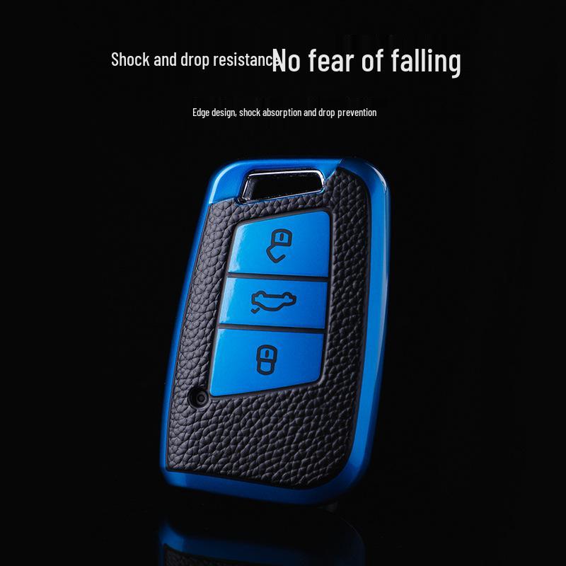 Women's Leather Pattern Car Key Case for 2023 Volkswagen Magotan, Passat, CC Weilan B8