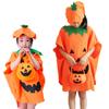 Halloween Pumpkin Costume Kids Halloween Party Cosplay Clothes Cape Hat Candy Bag Contrast Color Unsiex Children Photo Prop Performance Clothes