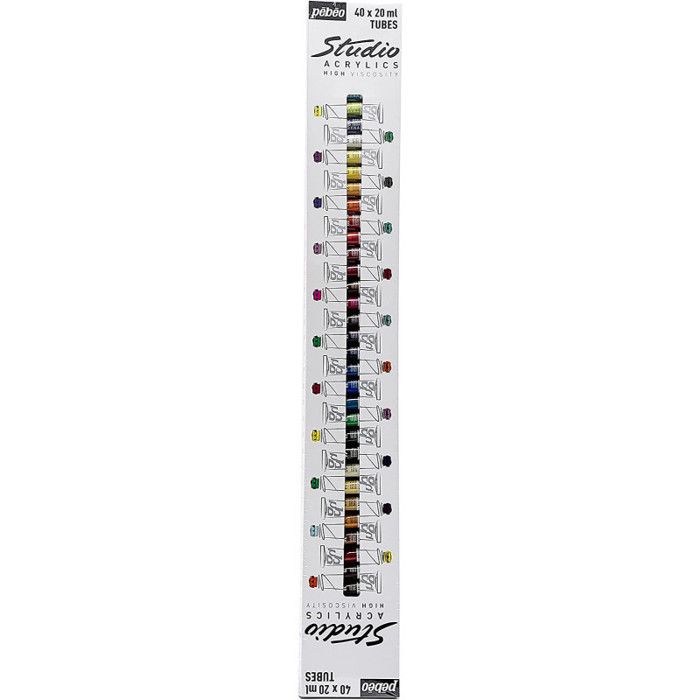Peinture acrylique - PEBEO - Studio Acrylics - 40 tubes de 20 ml - Multicolore - Adhérente et indélébile