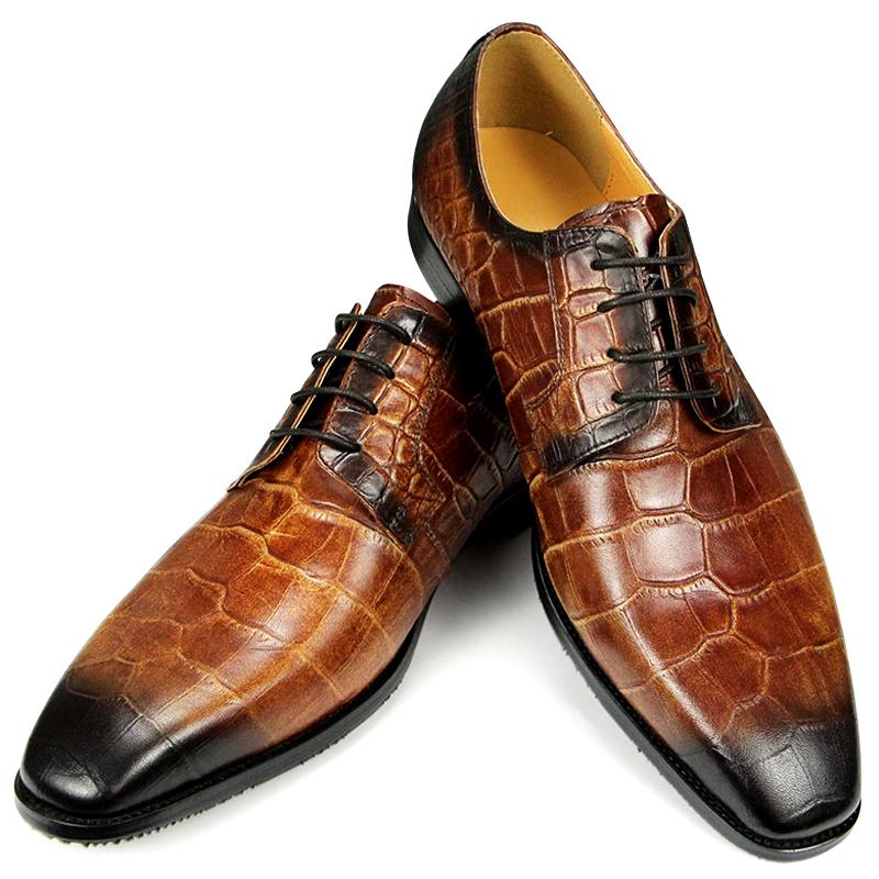Mode Hohe Qualität Derby Schuhe Luxus Herren Echtleder Schuhe Hochzeitskleid Klassische Freizeitschuhe Krokodilmuster Kostenloser Versand