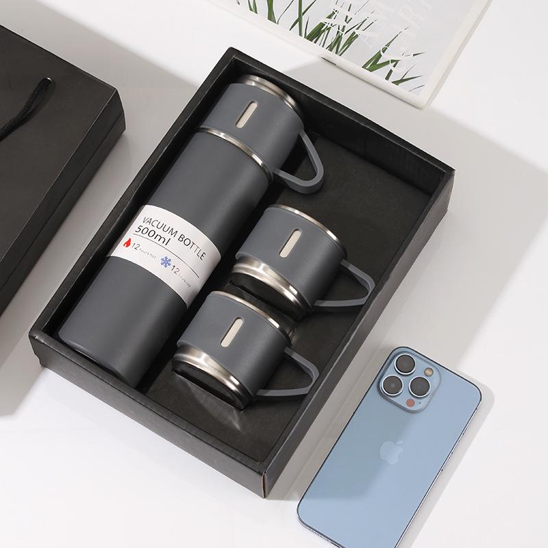 304 Stainless Steel Insulated Travel Cup Set with Three Lids - Perfect Business Gift for Men and Women