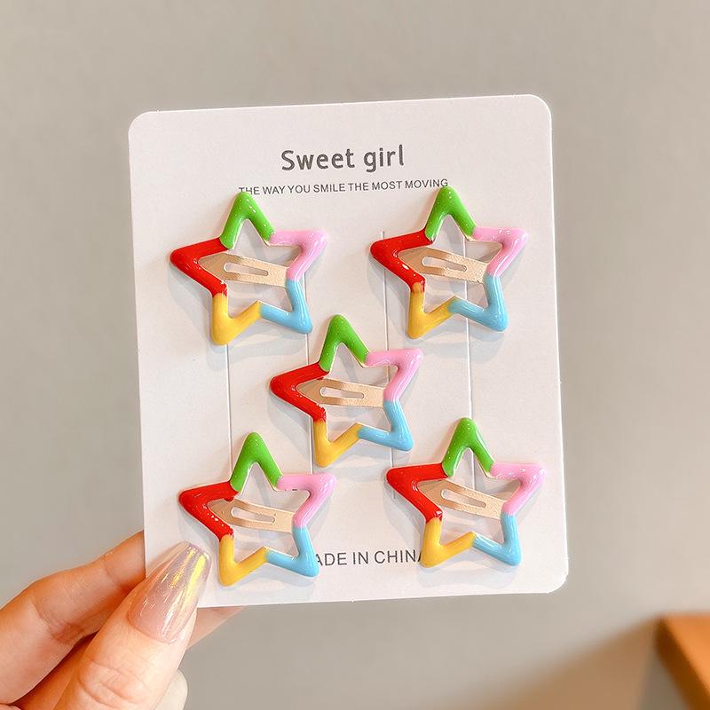 Y2K Dopamine Color Pentagram Small Hair Clip for Women & Kids - Cute Bangs & Side Hair Accessory