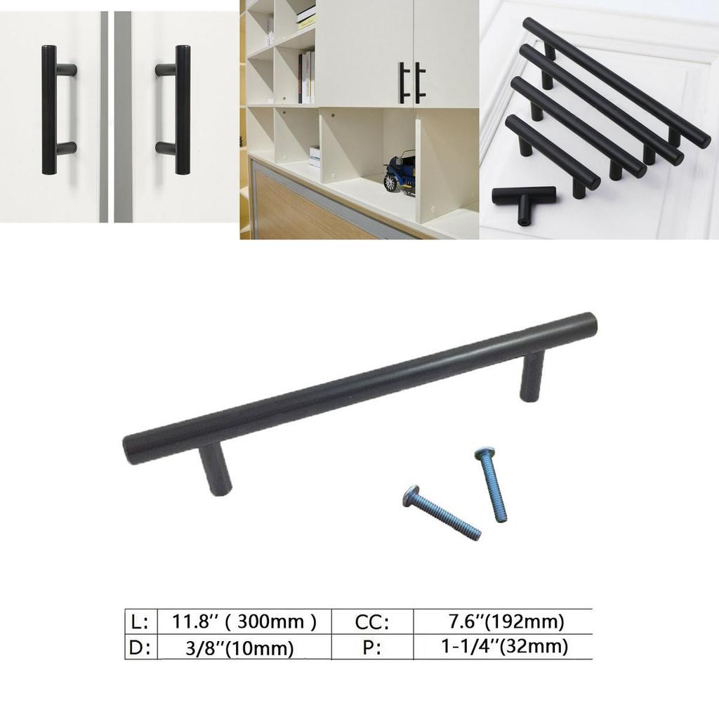 Sleek Black Stainless Steel T Bar Handles For Stylish Kitchen Cabinet Drawer Knobs