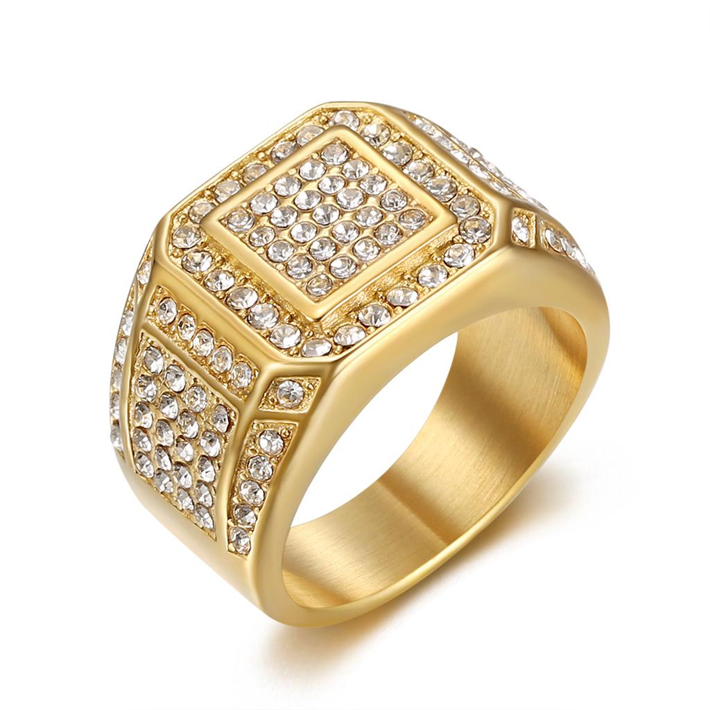 Ring new hip-hop nightclub jewelry gold-plated diamond luxury men's ring