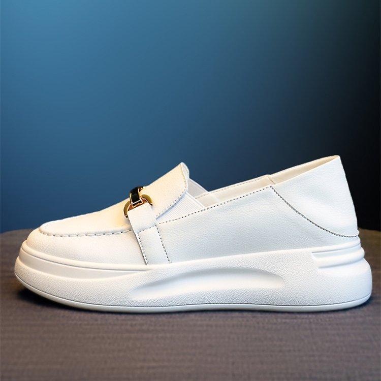 

Women Sneakers Genuine Leather Breathble Vulcanized Shoes Platform Shoes White Slip on Casual White Shoes Mujer 35