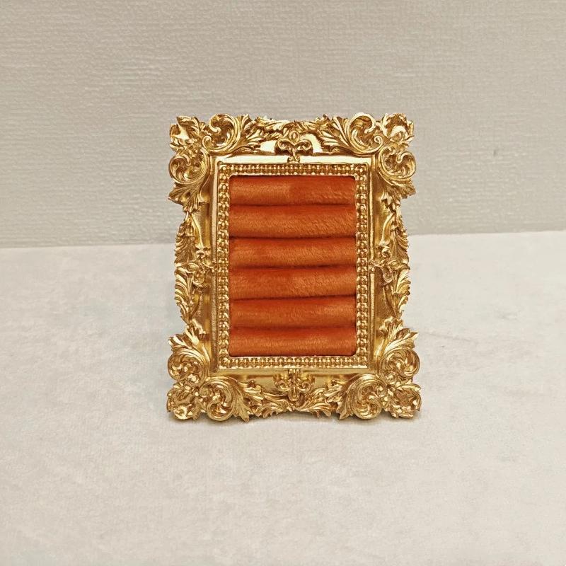 Retro Square Ring Earring Display Stand Jewelry Showcase Storage Tray Shop Window Decoration Photography Background Props