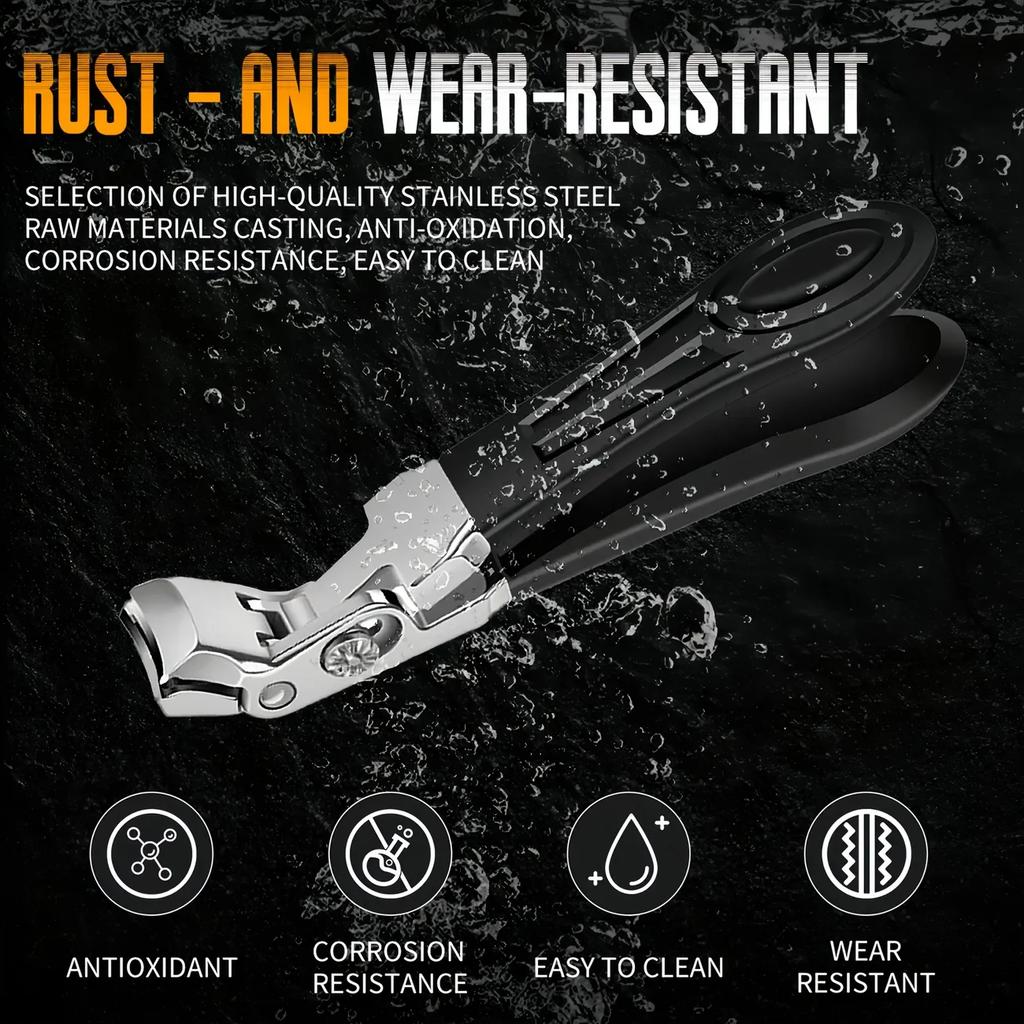 High Quality Nail Clippers Long Handle Black Textured Grip Available Manicure Fingernail Cutter Thick Hard Toenail Scissors Tool