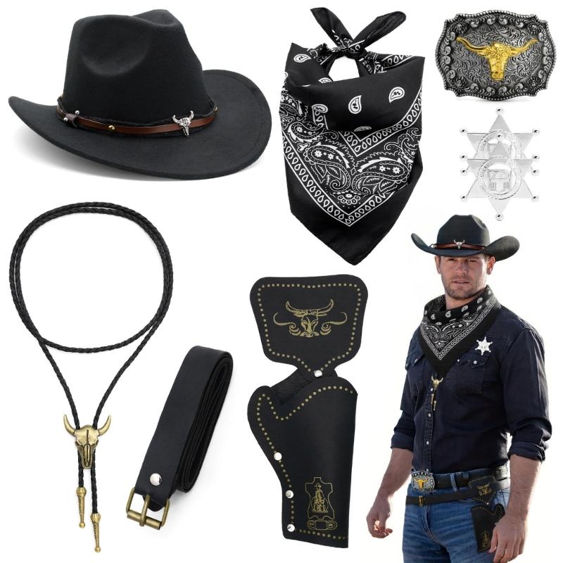 Abiti Western Cappelli da Cowboy Bandane Accessori Costume da Cowboy Western per Festa di Halloween Travestimento Gioco di Finzione