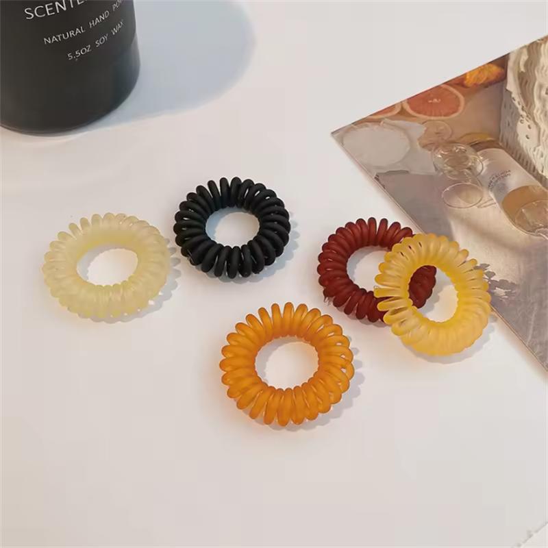 

5 шт./набор Спиральные резинки для волос Резинки-скранчи в виде телефонного шнура Резинка для волос Простые матовые цветные Эластичные резинки для волос Женские аксессуары для волос