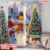 2pcs 2D Flat Printing Merry Christmas Window Drapes Christmas_ Fabric Without Electricity Versatile Perfect for Indoor