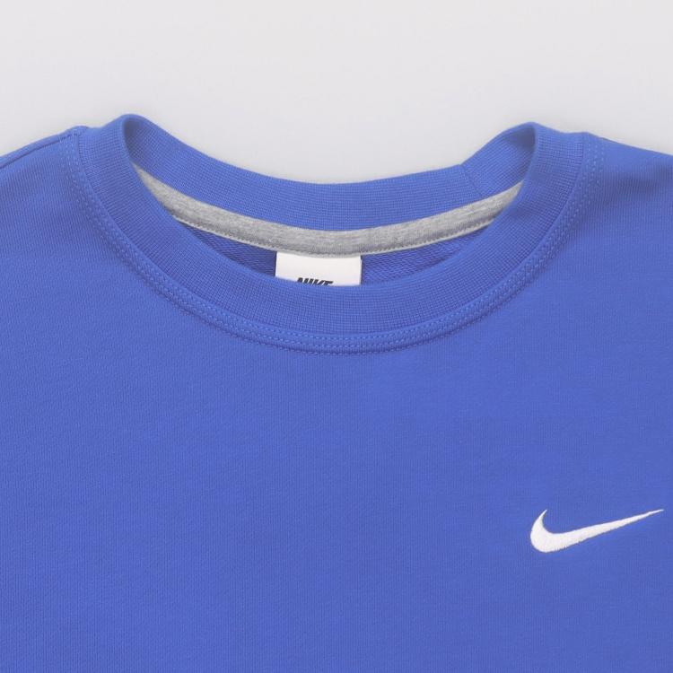 Nike Solid Color Logo Print Crew Neck Sweatshirt Men Tops Blue AA3178-403