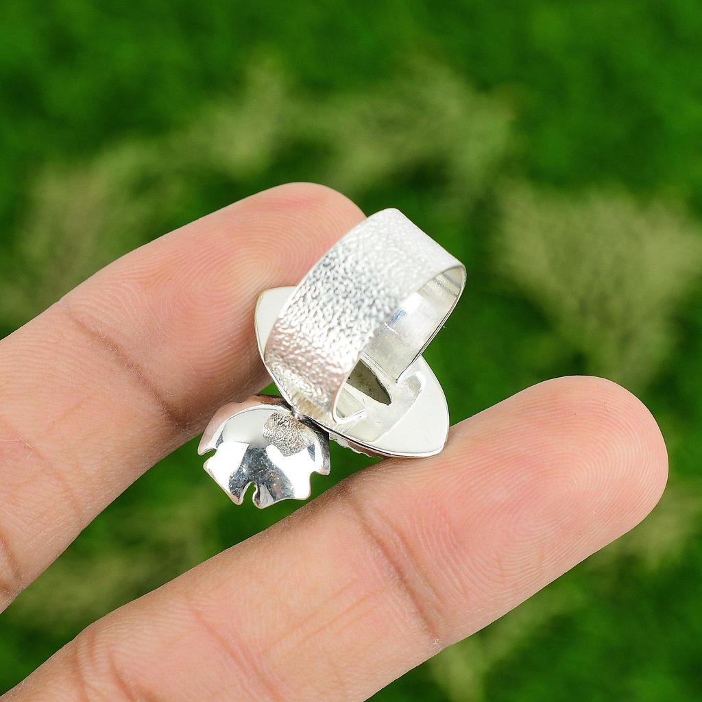 Anniversary Gift For Her Natural Larimar Promise Flower Ring Size 7 925 Silver