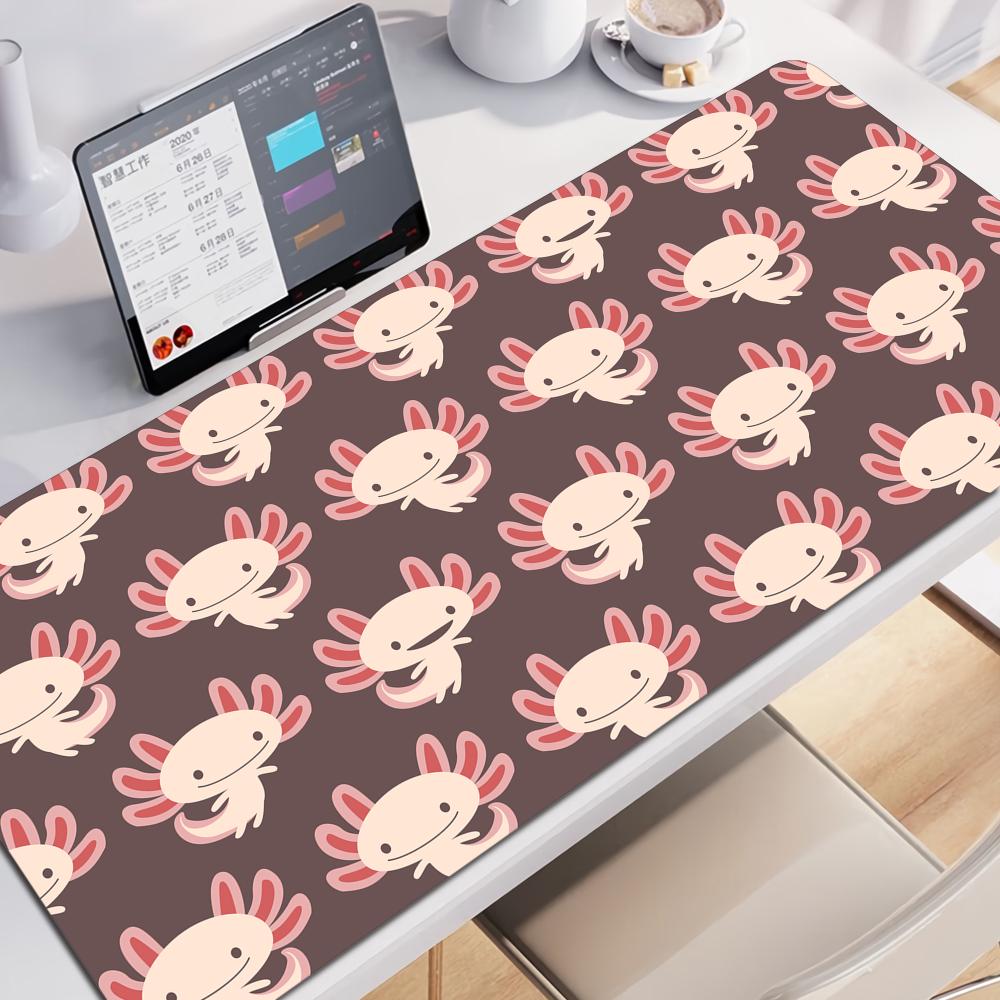 Roztomilý design axolotla Estetická velká podložka pod herní myš Podložka na kancelářský stůl Podložka pod počítačovou klávesnici Protiskluzové doplňky pro dekoraci kancelářského stolu