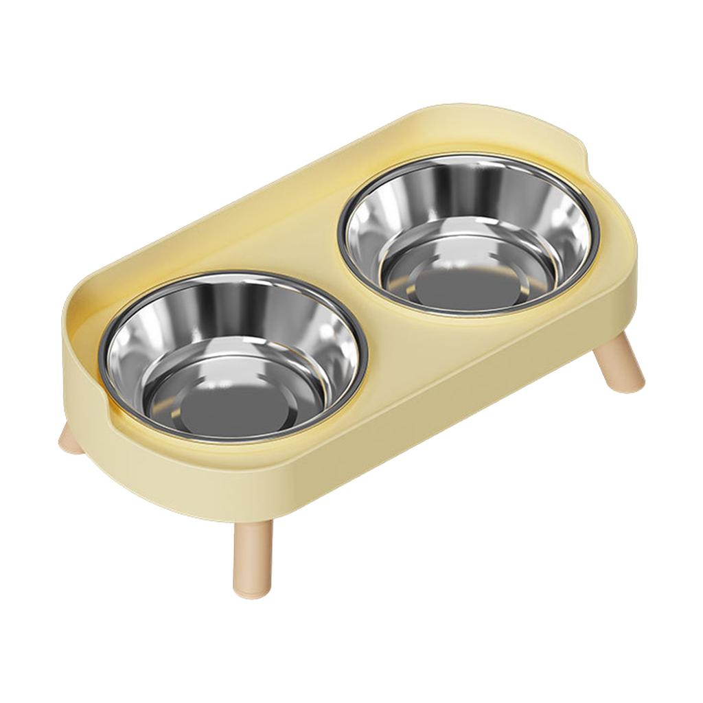Stainless Steel Anti-Slip Cervical Protect Dual Bowl Pet Food Feeder for Cats and Dogs with Elevated Design