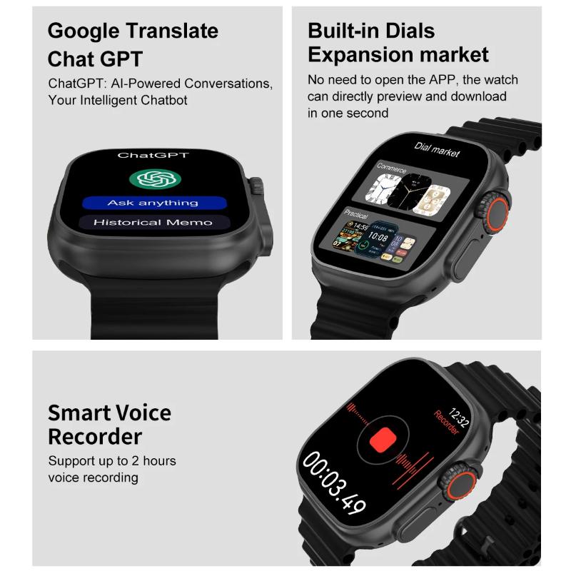 DT Ultra 3 Smartwatch Amoled-skärm 4GB MP3 MP4-spelare Bluetooth Nätverksdelning App Store ChatGPT Smart AI-klocka Man Sportklocka