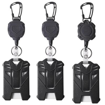 Heavy Duty Retractable Keychain Carabiner Badge Clip ID Reel Chain Holder Outdoor Steel Wire Spring Rope Card Clip