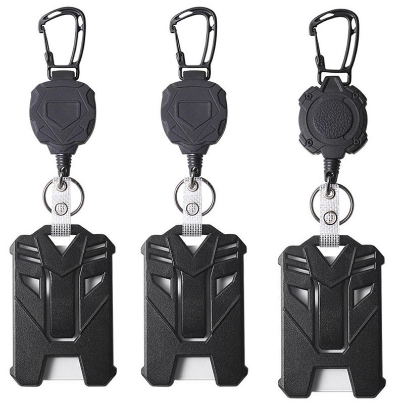 Heavy Duty Retractable Keychain Badge Clip ID Reel Chain Holder Outdoor Steel Wire Spring Rope Card Clip Carabiner Outdoor Key Card Cover Case Bags