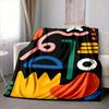 1Pc Abstract Colorful Shapes Blanket Soft And Comfortable Casual Warm Camping Travel Christmas Halloween Xmas Gift M928254