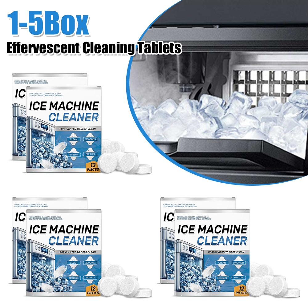 12pcs/box Effervescent Tablets Ice Machine Cleaner Descaler Cleaning Tablets for Descaling Deodorizing Dirts Stains Remover