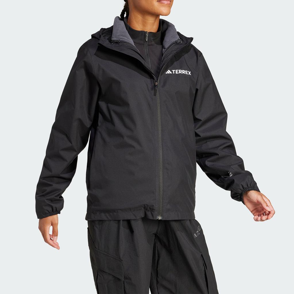 Adidas Womens MT ESS 3 In 1 Solid Color Comfortable Soft Hooded Jacket Women Jackets Black JY4792