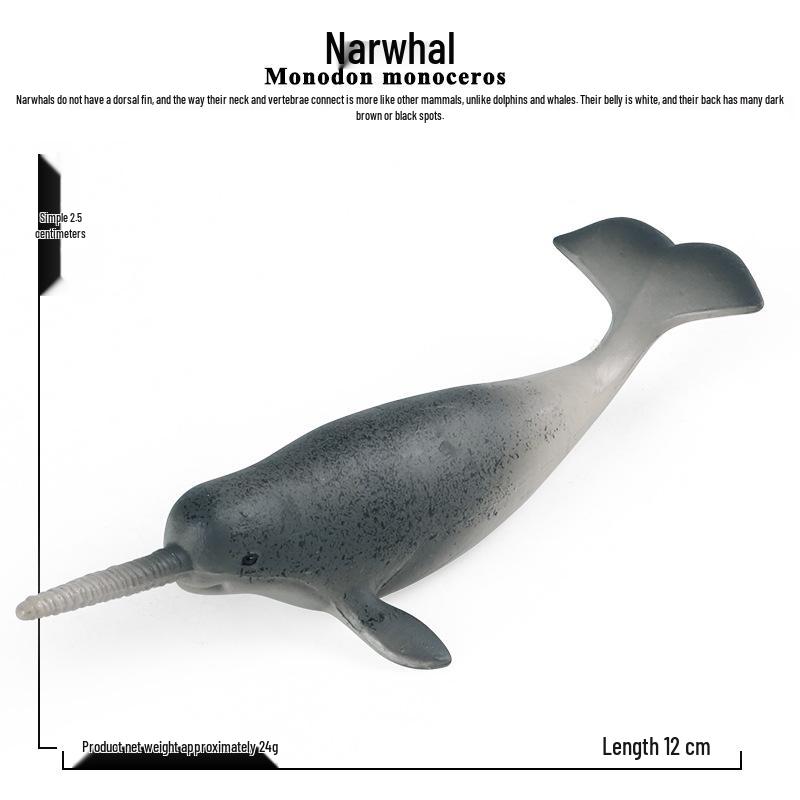 Narwhal Marine Life Simulation Model - Educational Plastic Toy for Kids