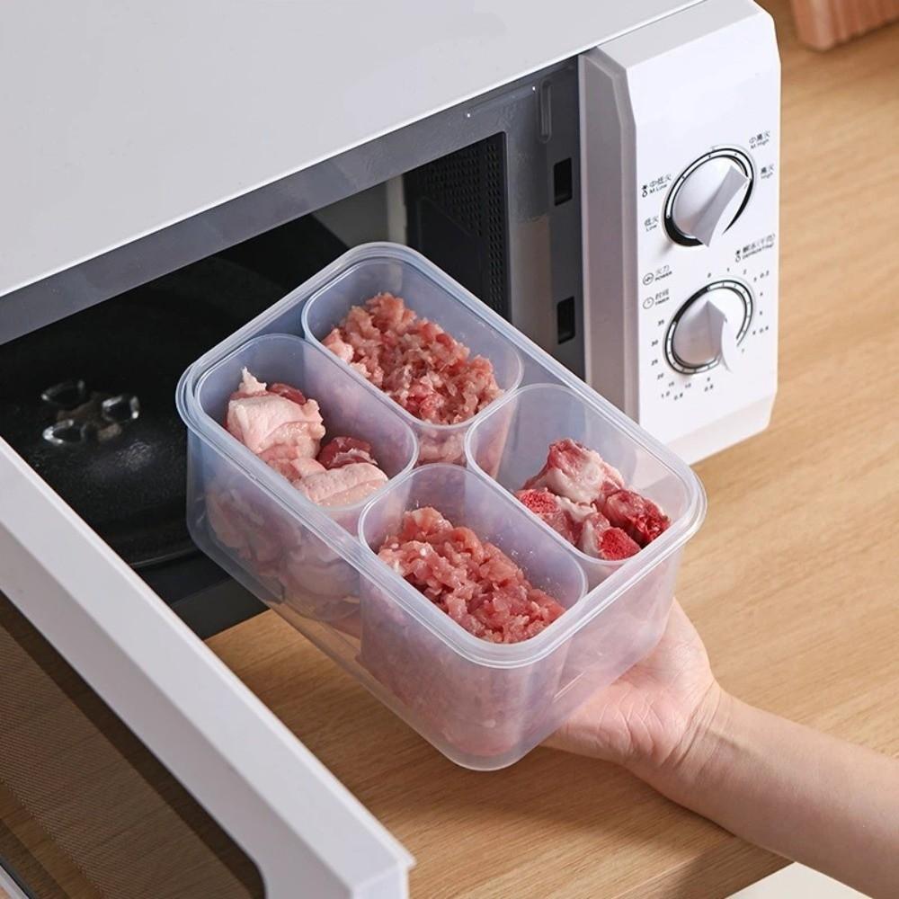 Airtight Lid Food Storage Container 4 Compartment Fridge Organizer Storage Box  Kitchen