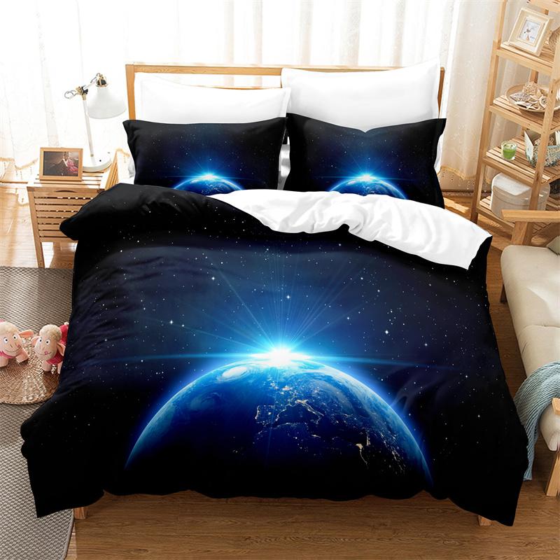 Sternenhimmel Schlafbettwäsche Kollektion Planeten Bettbezug 3D Bettwäsche Mode Design Dekoration King Size Bettbezug Kollektion Doppelbett
