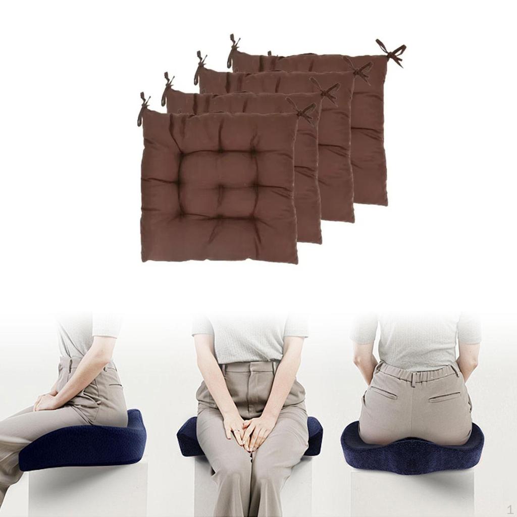 4 Pack Chair Cushions for Indoor Kitchen Use with Non-Slip Feature And Ties