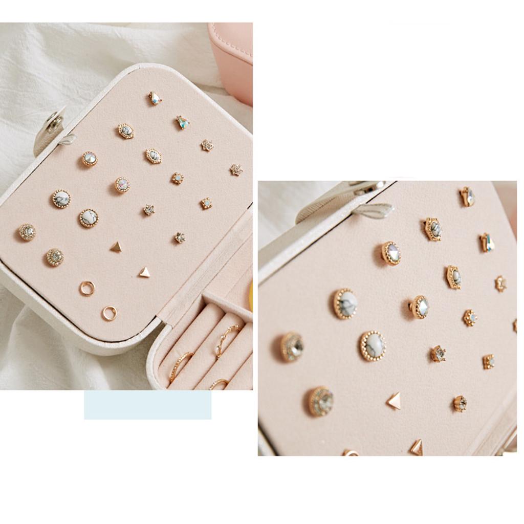 Earring Ring Jewelry Display Storage Box Case Organizer Flannel Tray Holder Gift