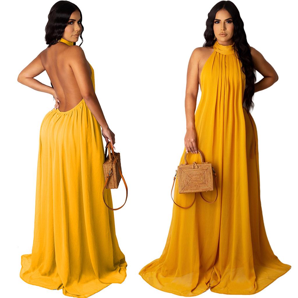 New Summer European-American Sexy Solid Chiffon Dress