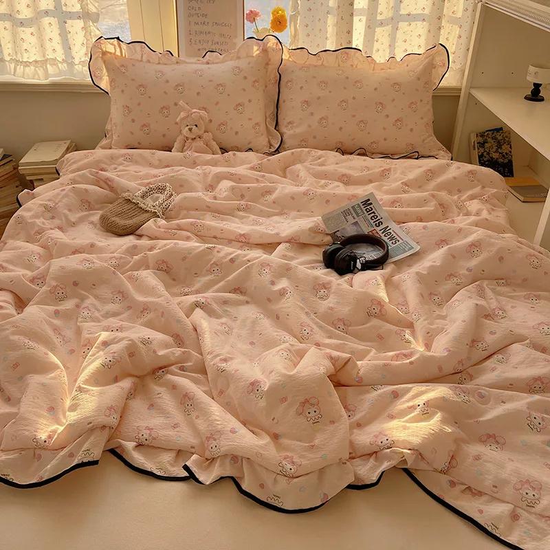 

2025 New Cloud Kapok Knitted Cotton Sheet Summer Quilt printing Xia Liang Quilt Air Conditioning Quilt 4-piece Set 1.5m sheet 4pcs
