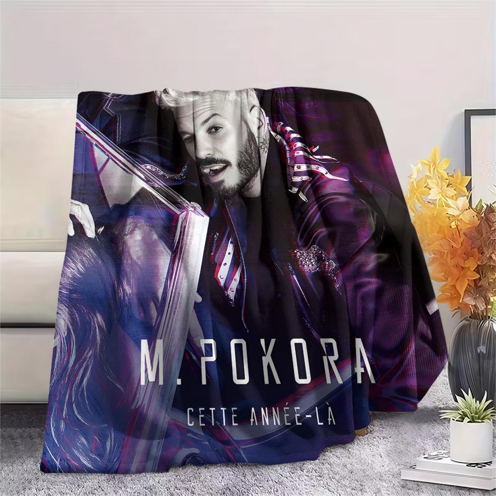 1PC M Pokora Print Flannel Blanket, High quality All Seasons, Home Decor, Warmth and Comfort, Perfect for Christmas Gifts
