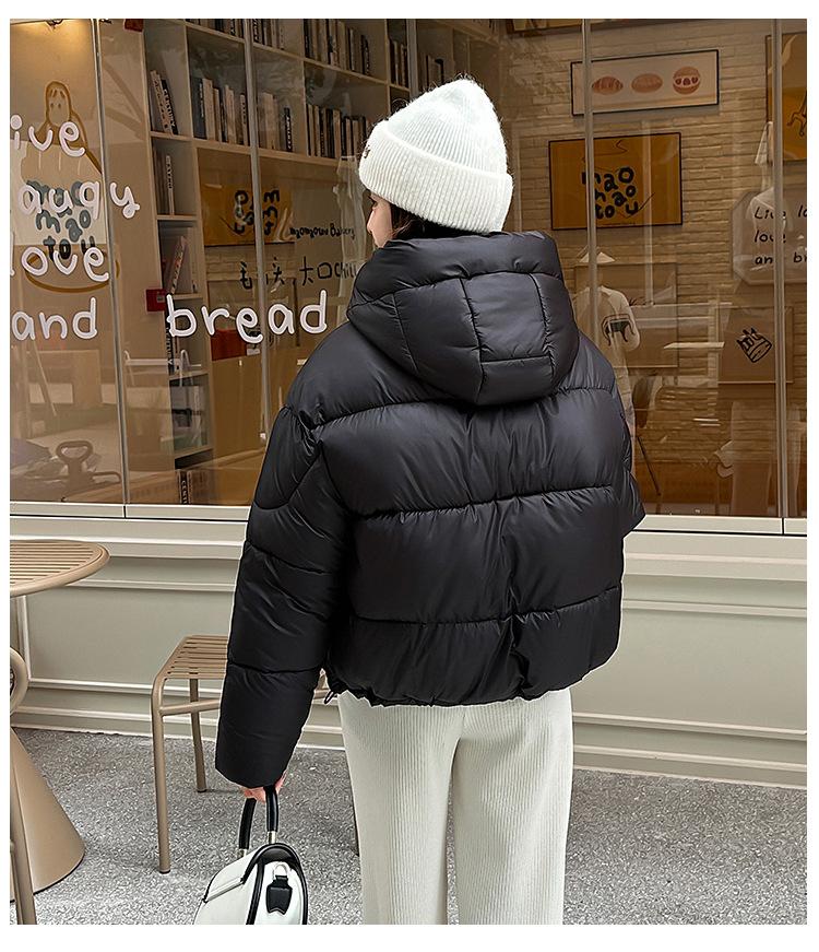 Women’s Short Detachable Hood Windproof Thicken Warm Winter Jacket With Raglan Sleeves