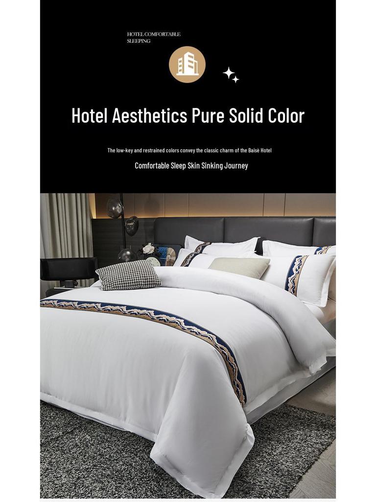Four-Piece White Bedding Set for Hotels, Guesthouses & B&Bs: Includes Sheets and Three-Piece Duvet Cover Set