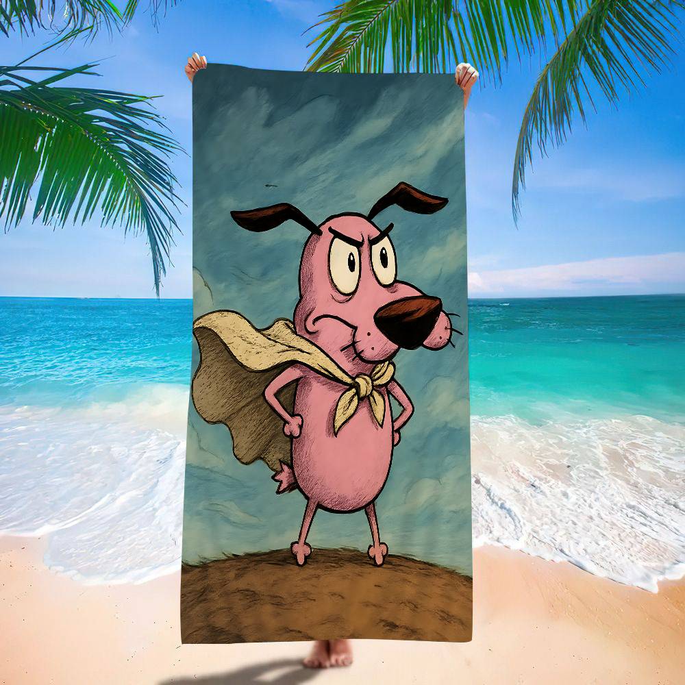 Cartoons C-Courage The Cowardly Dog Bath Towel Microfiber Soft Water Absorbing Breathable For Girl Kids Decorative Beach Towel