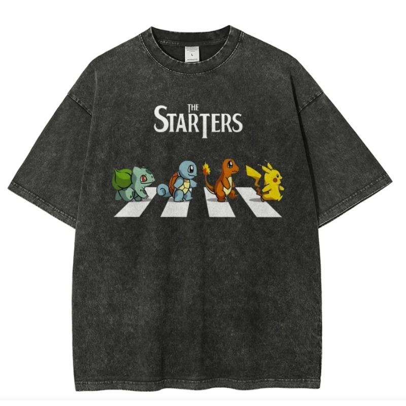 T-shirt in Cotone Stampata Anime Stile Streetwear da Uomo Pokémon 2026 Estate alla Moda Abbigliamento Casual
