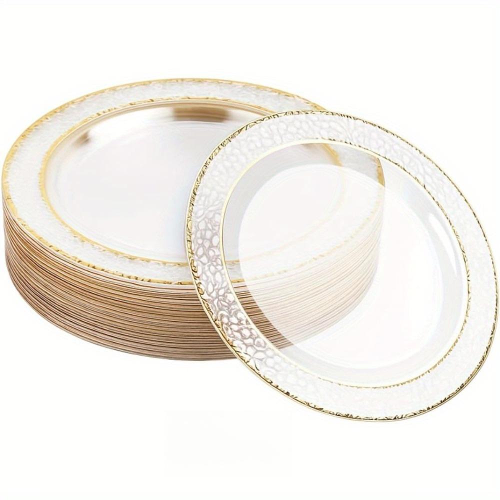 25pcs White Transparent Dragon Scale Pattern Dessert Plates Set 7.5-inch High-Quality Disposable & Reusable Plates 25pcs