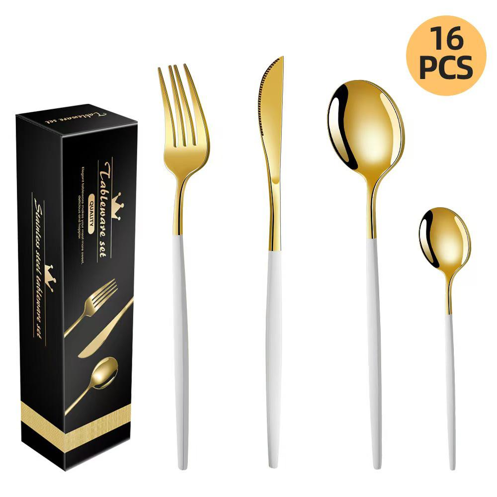 Portugal Stainless Steel 30-Piece Cutlery Set: Western Steak Knife, Fork, Spoon in Gift Box