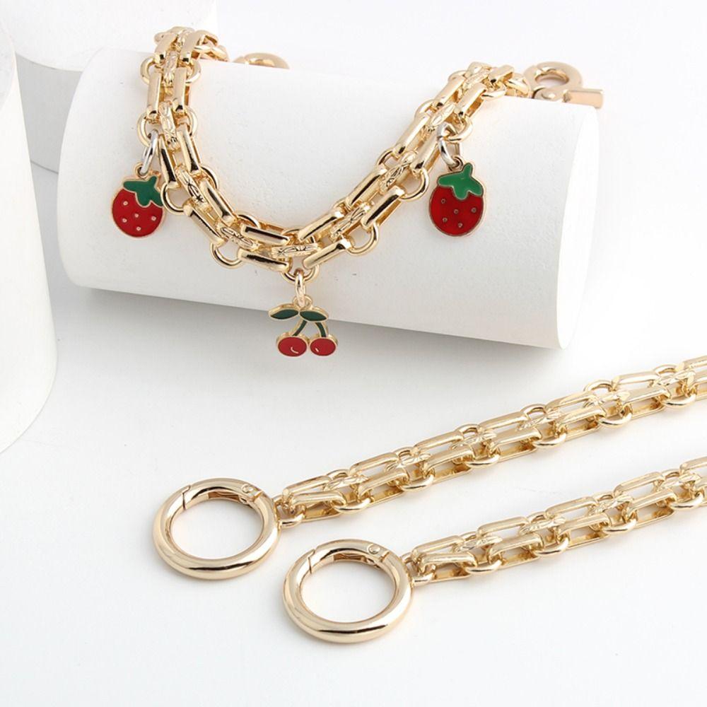 1Pc New Women's Sweet Bag Chain Replacement Strawberry Handbag Straps Portable Metal Extension Chain Pendant Decoration