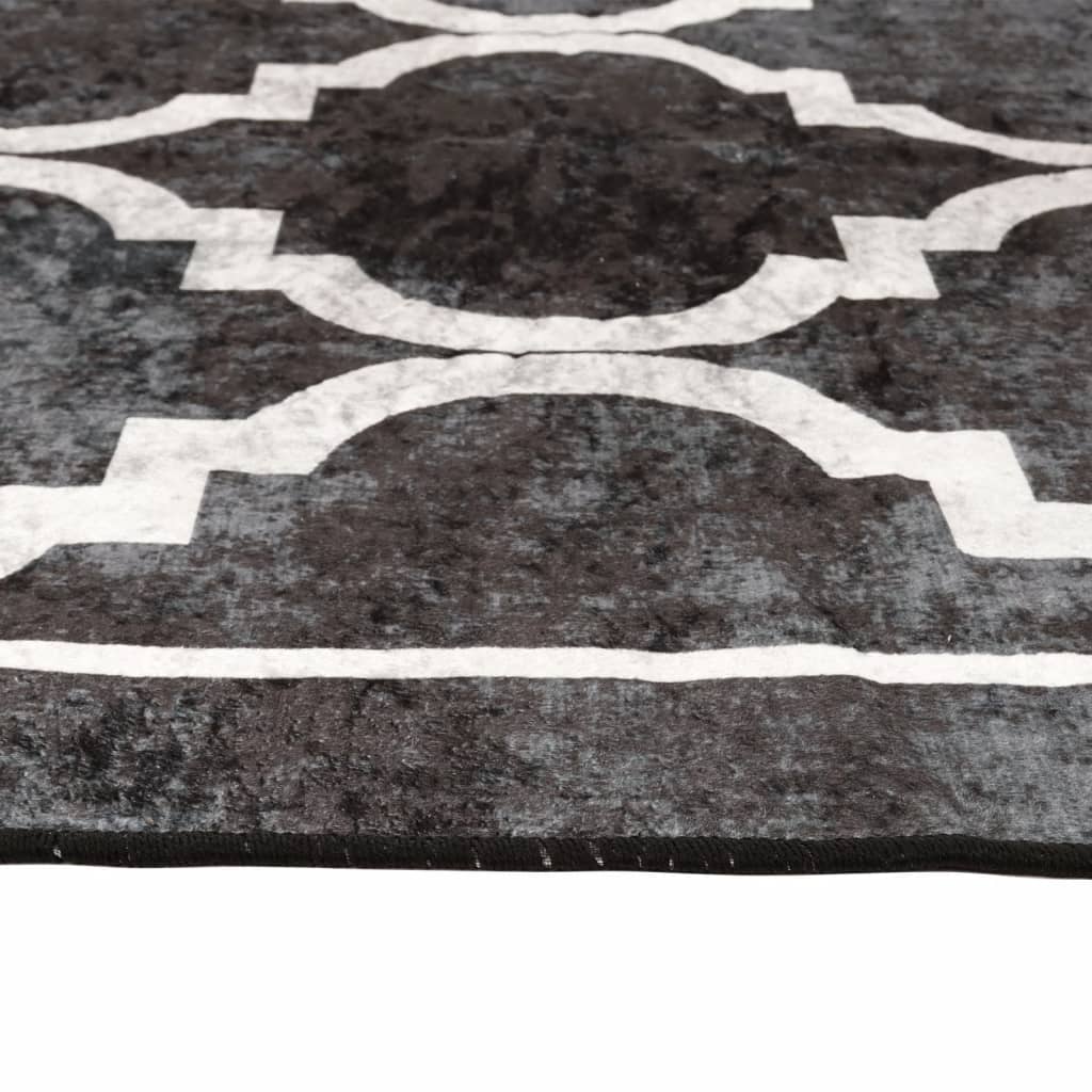 Washable Rug Black and White 80x150 cm