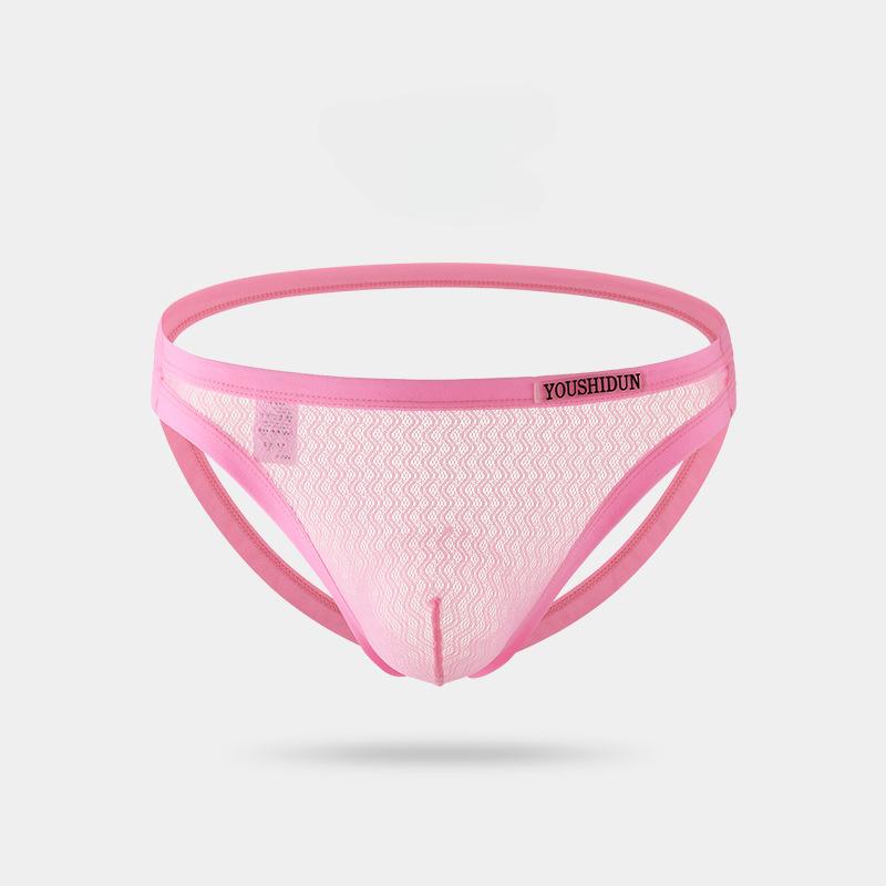 Men's Open Butt G-string Thong Briefs Sissy Underpants Mesh Middle Waist Underwear Sexy Solid Thongs Peni Big Pouch Panties