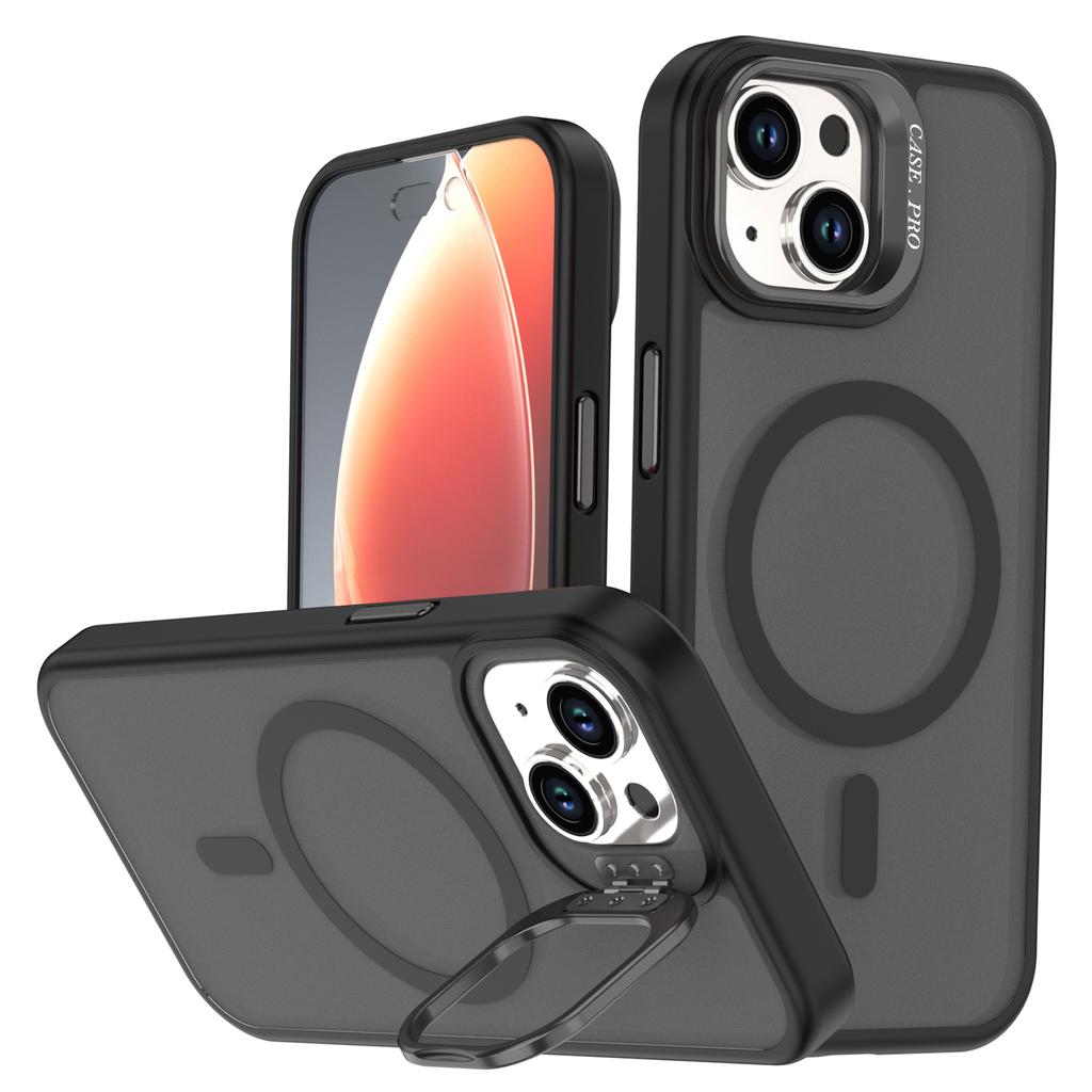For iPhone 14/13 Case Foldable Kickstand Matte PC + TPU Phone Cover Compatible with MagSafe